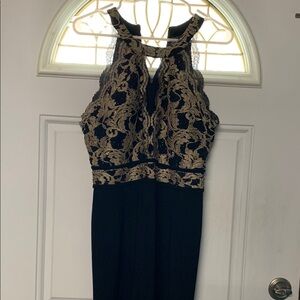 Elegant Black and Gold Lace Dress